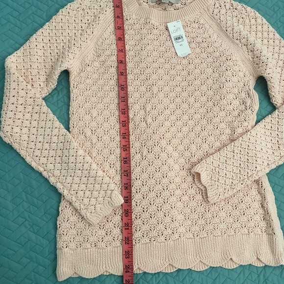 LOFT-Scalloped peach pink sweater. XS - Picture 7 of 7